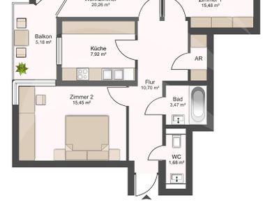Zentraler Lage – helle 3-Zimmer Wohnung – Haidenhof Passau